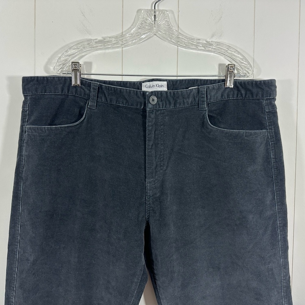 Calvin Klein Mens Slim Fit Corduroy Pants Sz 40x32 Dark Gray Casual Flat Front - Picture 5 of 10